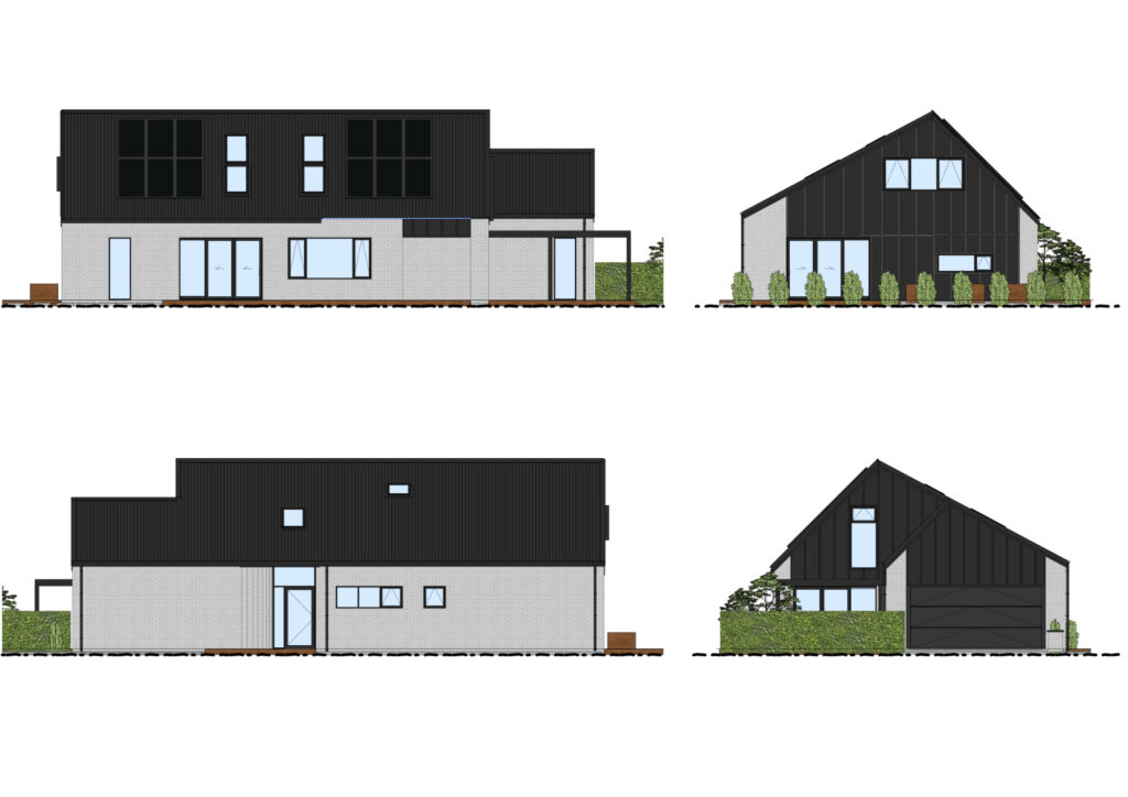 James Steel Bridleways Estate House Front and Side Views